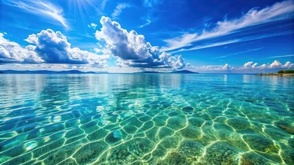 crystal clear waters of the summer sea under the blue sky , beach, ocean, summer, blue, nature, wave