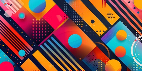 Wall Mural - Colorful geometric background with colorful shapes and patterns, vibrant colors and shapes, vector illustration, bold lines, colorful geometric pattern, colorful shapes, bold lines, vector art style