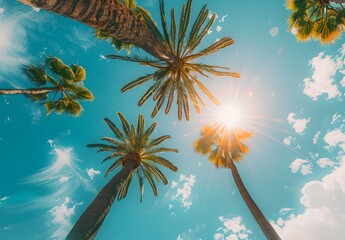 Wall Mural - Palm Trees Upward View, Beverly Hills Sunshine