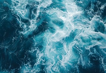 Wall Mural - Aerial View of Ocean Waves and Foam