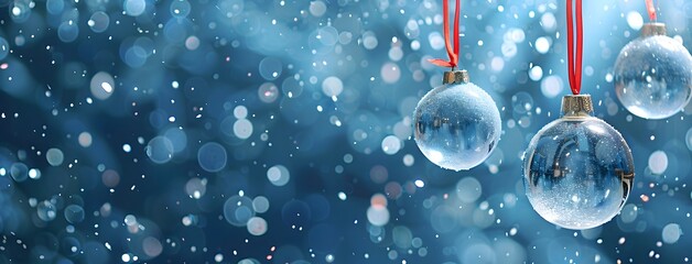 Poster - Christmas Baubles with Snowfall and Bokeh