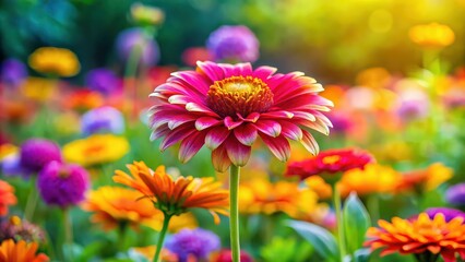 Sticker - Vibrant flower blooming in a colorful garden, floral, petals, nature, botanical, vibrant, blooming, colorful, garden, beauty