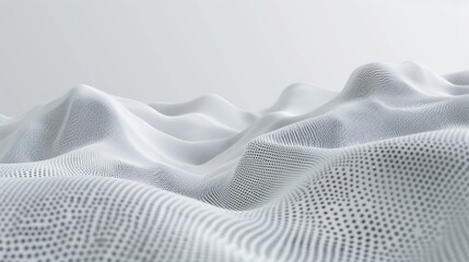 Fototapete - 3D render of a polygonal white and gray tech network over a background of dots and lines.