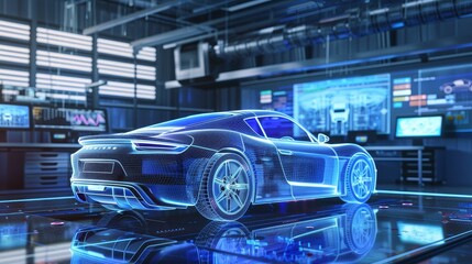 Fototapete - This 3D render represents the development of a car