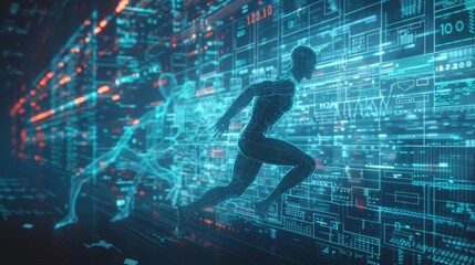 Poster - Sports science technology interface with a running man concept