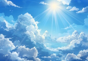 Wall Mural - Sunny Day Sky with White Clouds Background