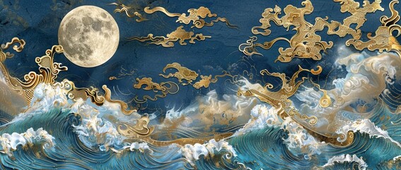 Aufkleber - This modern Japanese pattern template can be used for a cover page, backdrop, card, or poster.