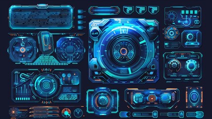 Poster - An abstract futuristic concept of a hologram interface for a digital data chart. A digital data chart for a game. A digital data chart for a game. A digital data chart for a game.