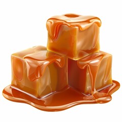 Poster - Drops of milk caramel sauce flowing from salty caramel candy