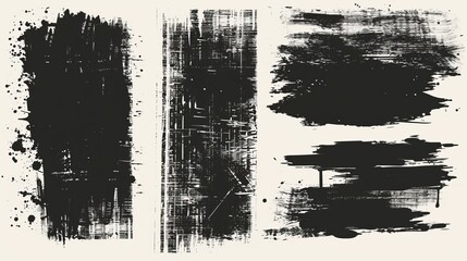 Poster - Modern paintbrush set. Grunge design elements. Rectangle text boxes.
