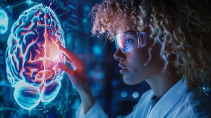 Aufkleber - This is an AR image of healthcare and network connection using holograms and modern UIs for liver treatment and diagnostics. A woman doctor is touching a tablet with a digital medical record of a