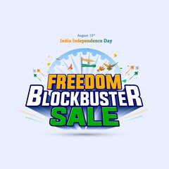 Sticker - India independence day, freedom blockbuster sale banner concept.