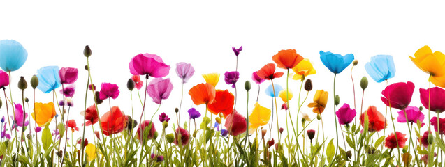 Wall Mural - PNG Colorful spring flowers field nature backgrounds grassland.