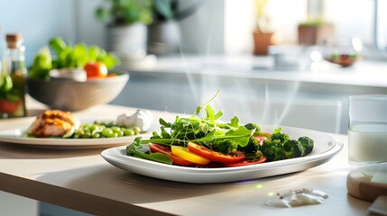 Versatile Kitchen Plate with Assorted Healthy Vegetable Salad