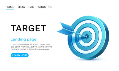 target landing page, banner business 3d icon. vector illustration