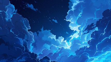 Wall Mural - thunderclouds with lightning, anime style