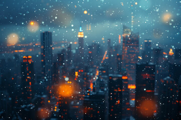 Aufkleber - Close-up of a city skyline with intricate layers, glowing windows, and negative space highlighting the stars above,
