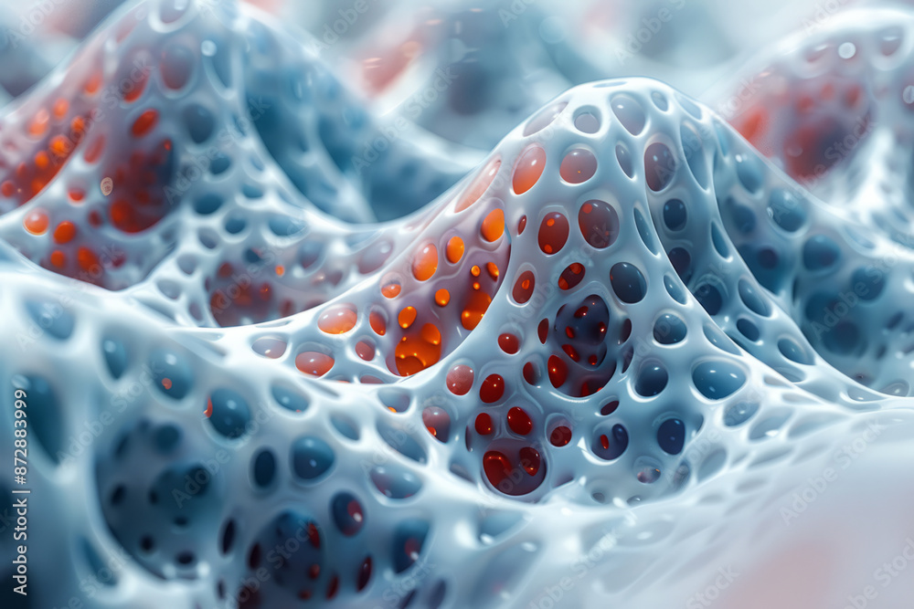 Tensor Field Visualization Macro view of the tensor fields on a red and blue, showing detailed ...