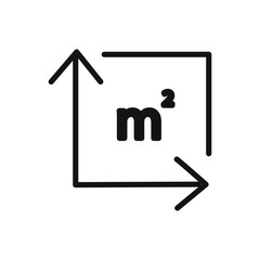 m2 area unit icon linear vector graphics sign