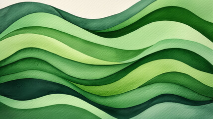 Wall Mural - Watercolor illustration Illustration of abstract meditation background with minimalist wave patterns and soft green tones 