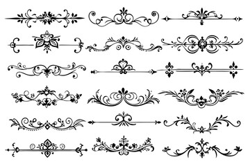 Wall Mural - beautiful graphic with a black elegant plant ornament on an isolated background