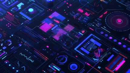 Fototapete - AI algorithm concept with data visualization and futuristic graphics in a dark theme