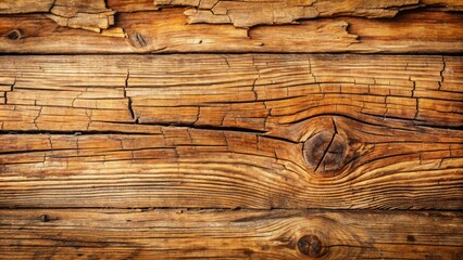 Wall Mural - Weathered wooden plank surface with cracks and fissures revealing natural grains and imperfections in a warm, earthy brown tone.