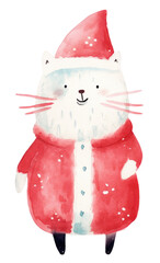 Sticker - PNG Cat wear santa costume snowman winter cute.