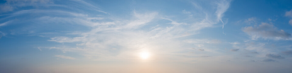 Wall Mural - dramatic panorama sky with cloud on twilight time.