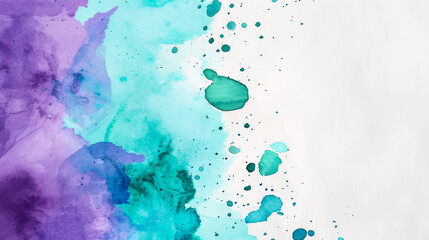 Canvas Print - Watercolor illustration of an inventive clipboard decorated with cosmic purple and teal splatters bright simple watercolour background 