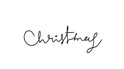 Wall Mural - handwritten merry christmas inscription. Hand drawn lettering. One line drawing of phrase. Vector.