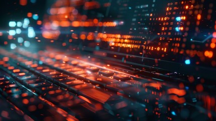 Poster - Financial data breach on computer screen, cyber fraud representation