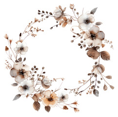 Canvas Print - PNG  Elegant floral wreath illustration