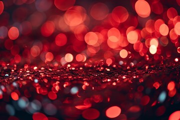 Wall Mural - Festive red and gold bokeh lights  in the background, abstract valentine, Red glitter bokeh vintage lights, Happy Holiday New Year, defocused, Christmas lights defocused background, AI generated