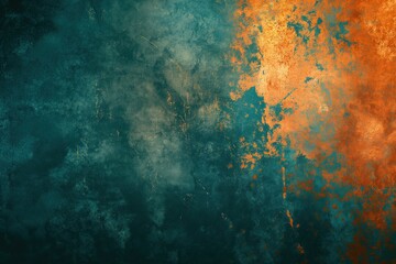 Aufkleber - Abstract grunge textured surface with blue orange hues. Mosaic creates depth complexity. Darker blue areas appear scattered orange areas. Captured from slightly elevated angle provides view.