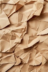 Leinwandbilder - Crumpled brown paper texture with frayed edges. Close-up view of recycled cardboard surface. Eco-friendly craft material for DIY projects and art. Unique background blur emphasizes intricate details.