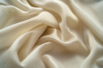 Aufkleber - Close-up view of crinkled fabric with small square holes creating depth. Woven material with patterned design. Elevated angle shows intricate details. Suitable for sports and jerseys.
