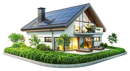 Sticker - PNG  Modern eco-friendly solar house