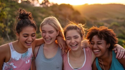 Wall Mural - The laughing group of friends