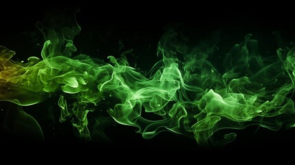 Sticker - Abstract Green Smoke Swirl in Dark Background