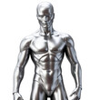 © Shilpi - Silver metal man on Isolated transparent background png. generated with AI