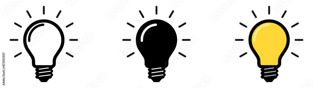 Light bulb icon set. Idea icon. Lamp concept. Light bulb, isolated in ...