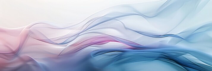 Poster - Abstract waves of soft blue and pink fabric blending into each other creating a serene background.