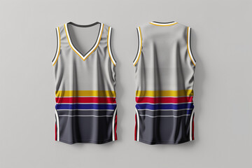 Wall Mural - gray color basketball jersey template for team club, jersey sport, front and back, sleeveless tank top shirt