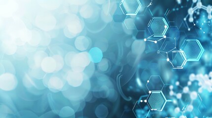 Poster - Abstract blue medical background with hexagons and light effects. Ideal for healthcare and pharmaceutical concepts.
