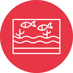 Sticker - Fish Pond line circle icon