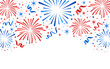 © Rajan - 4th of july fireworks isolated on white background, celebration, wallpaper, modern, border, vector for social media posts, website, banner, ads, flyer, cards, poster, Independence day, USA