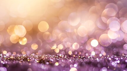 Poster - Elegant gold horizontal row with light purple bokeh background,