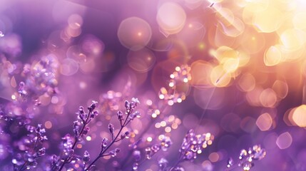 Poster - Golden row with soft purple bokeh, dreamy atmosphere