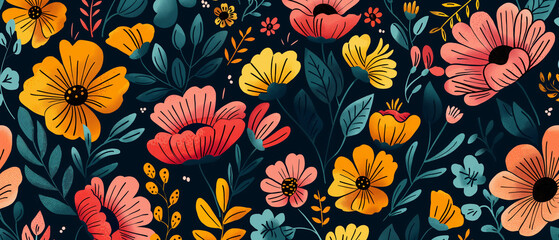 Wall Mural - seamless pattern with flowers